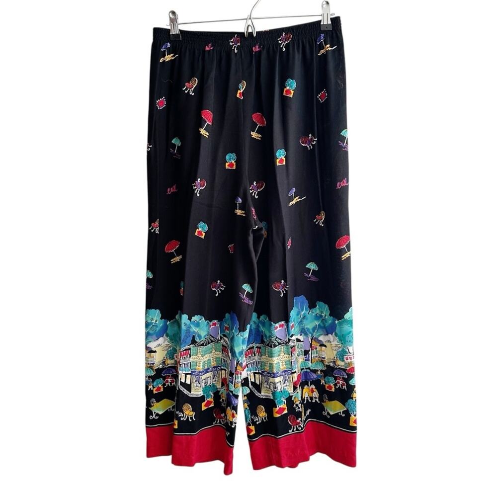 T & Company Wide Leg Lightweight Travel Parisian Colorful Palazzo Pants Size 12
